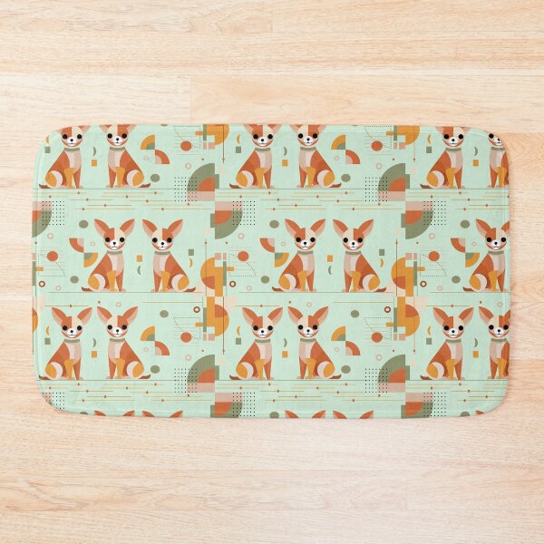 Item preview, Geometric pattern featuring stylized Chihuahua dogs against a muted turquoise background.  designed and sold by CreativebyTKK.