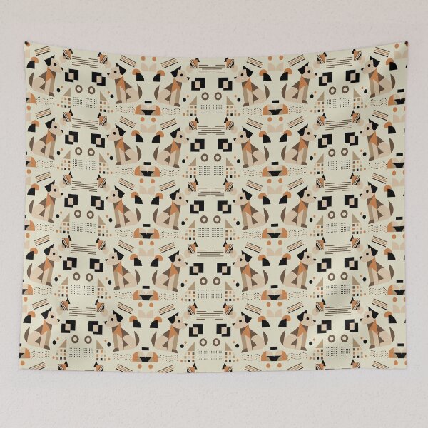 Item preview, seamless pattern of Symmetrical Bauhaus dog , Modern Geometric Feline Art designed and sold by CreativebyTKK.