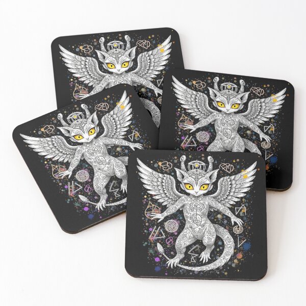 Item preview, Golden-eyed guardian of the ether in sacred patterns designed and sold by KunstGeist.