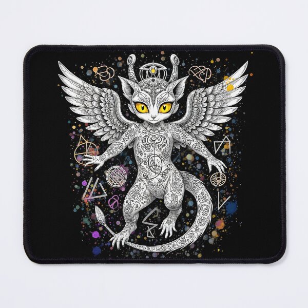 Item preview, Golden-eyed guardian of the ether in sacred patterns designed and sold by KunstGeist.