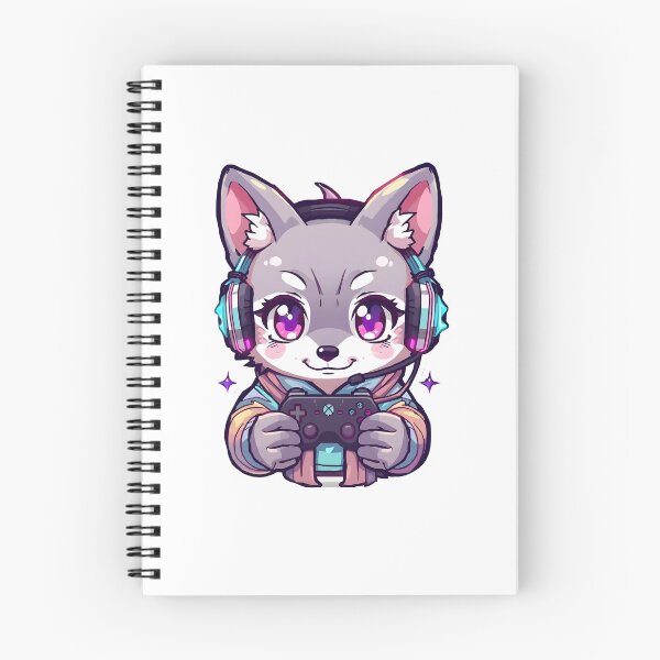 Item preview, Neon Chibi Gamer Wolf – Cute Gaming Mascot designed and sold by Kavya Art.