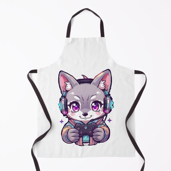 Item preview, Neon Chibi Gamer Wolf – Cute Gaming Mascot designed and sold by Kavya Art.
