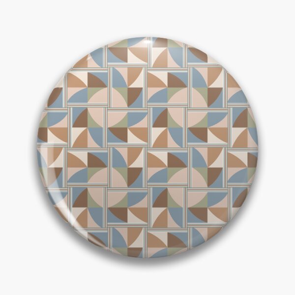 Item preview, Geometric tile pattern with interlocking shapes, featuring muted tones of beige, brown, blue, and white. designed and sold by CreativebyTKK.