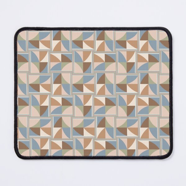 Item preview, Geometric tile pattern with interlocking shapes, featuring muted tones of beige, brown, blue, and white. designed and sold by CreativebyTKK.