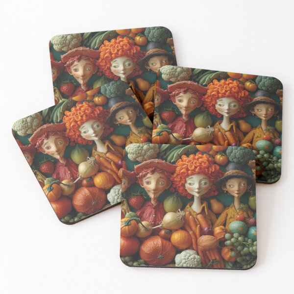 Item preview, Cheerful harvest helpers with fresh fruit and vegetables designed and sold by Mauswohn.