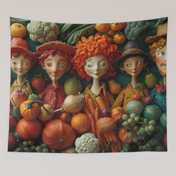 Item preview, Cheerful harvest helpers with fresh fruit and vegetables designed and sold by Mauswohn.