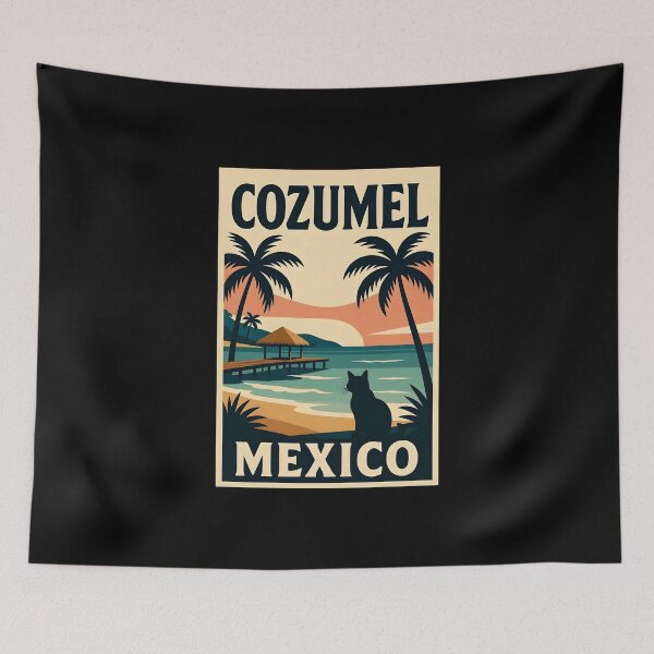 Item preview, Cozumel Mexico Vintage Travel Poster designed and sold by dudelinart.