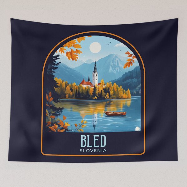 Item preview, Bled Vintage Travel Illustration designed and sold by HomeLivingCo.