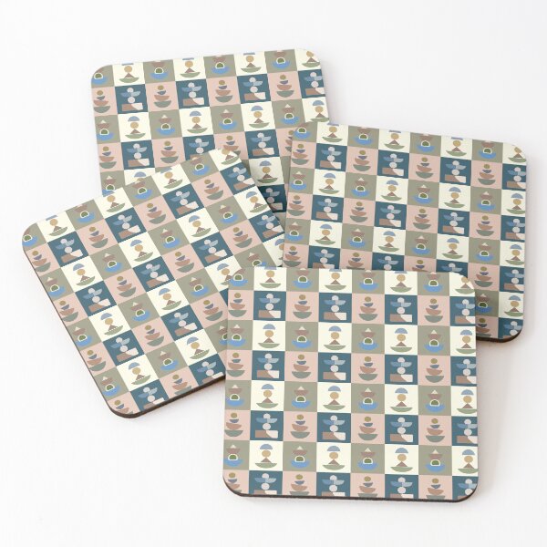 Item preview, Geometric pattern featuring an alternating arrangement of abstract shapes such as circles, semicircles, triangles, and rectangles. designed and sold by CreativebyTKK.