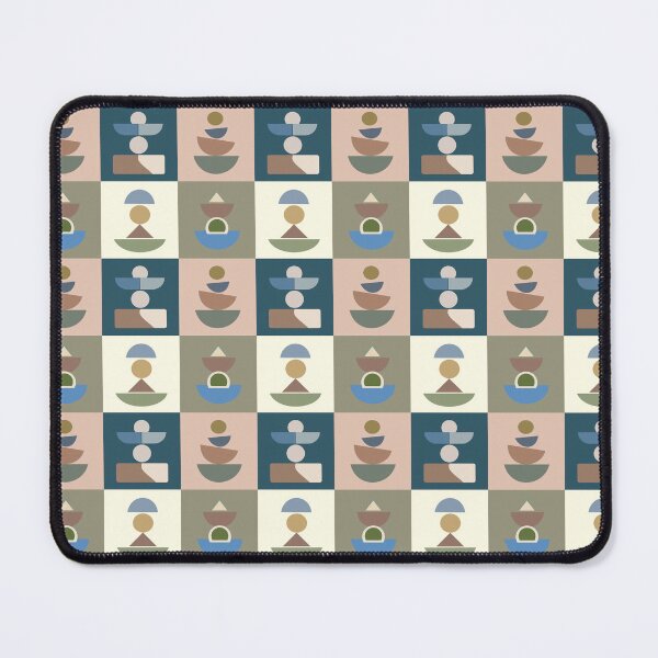 Item preview, Geometric pattern featuring an alternating arrangement of abstract shapes such as circles, semicircles, triangles, and rectangles. designed and sold by CreativebyTKK.
