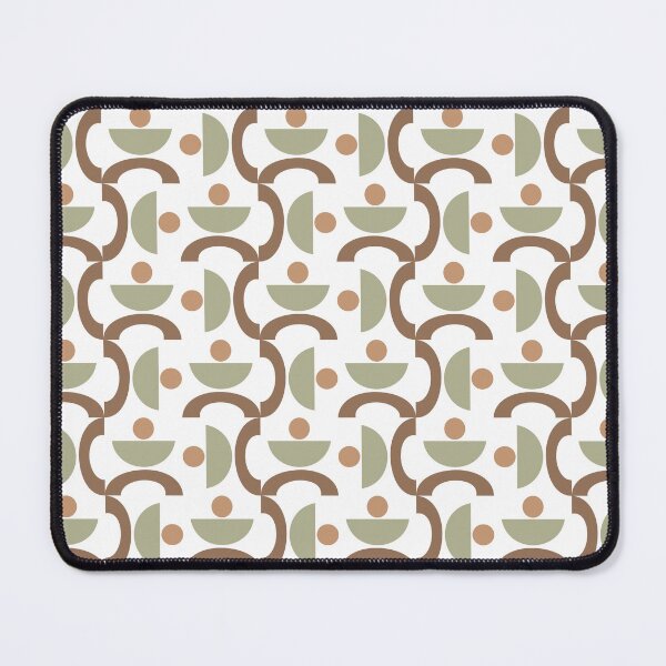 Item preview, Repeating geometric pattern featuring abstract human-like figures. The design alternates between brown and soft green shades  designed and sold by CreativebyTKK.