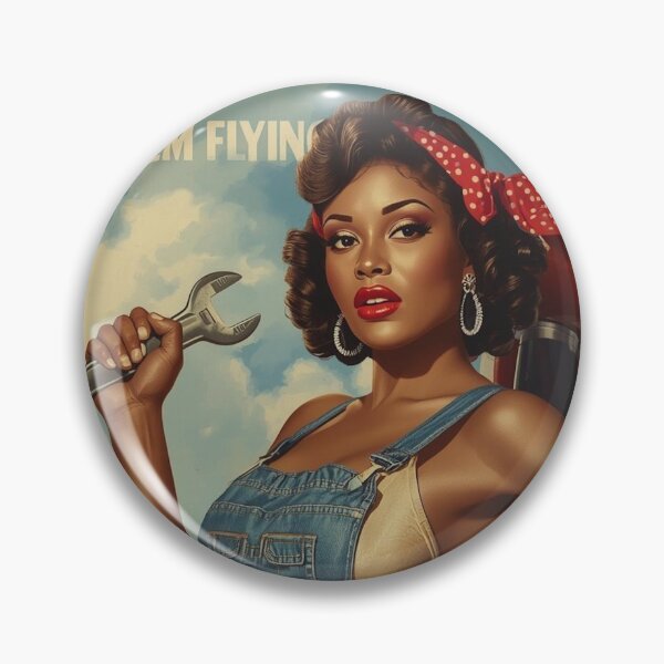 Item preview, 1940s Nose Art Poster – Glamorous Black Female Mechanic Pin Up with Wrench designed and sold by MissSaylor.