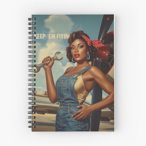 Item preview, 1940s Nose Art Poster – Glamorous Black Female Mechanic Pin Up with Wrench designed and sold by MissSaylor.