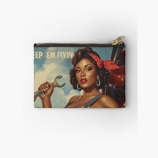 Item preview, 1940s Nose Art Poster – Glamorous Black Female Mechanic Pin Up with Wrench designed and sold by MissSaylor.