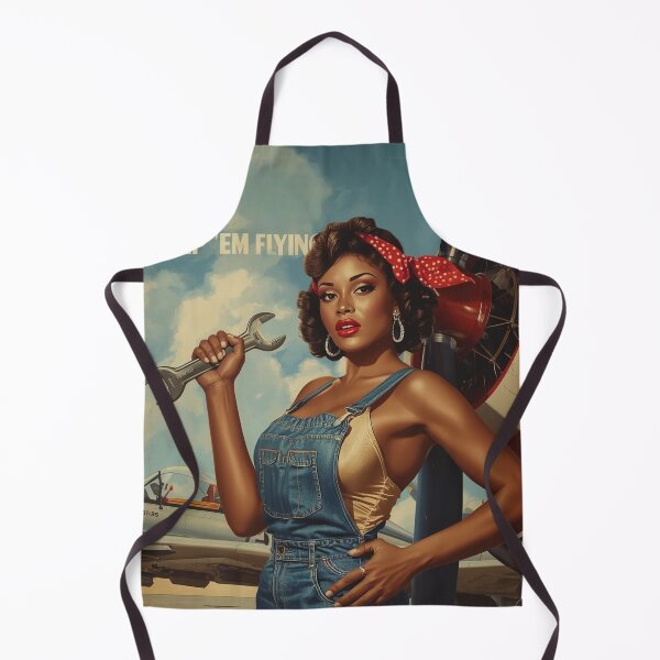 Item preview, 1940s Nose Art Poster – Glamorous Black Female Mechanic Pin Up with Wrench designed and sold by MissSaylor.