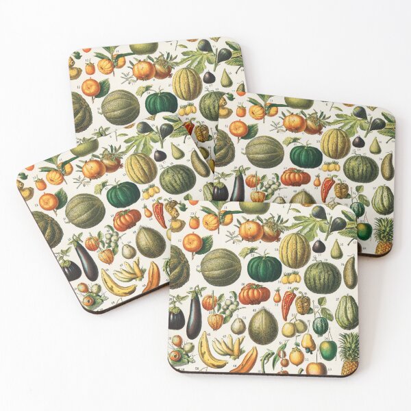 Item preview, Antique botanical illustration of various fruits and exotic plants designed and sold by Mauswohn.