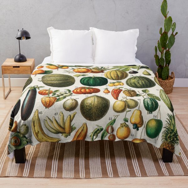 Item preview, Antique botanical illustration of various fruits and exotic plants designed and sold by Mauswohn.