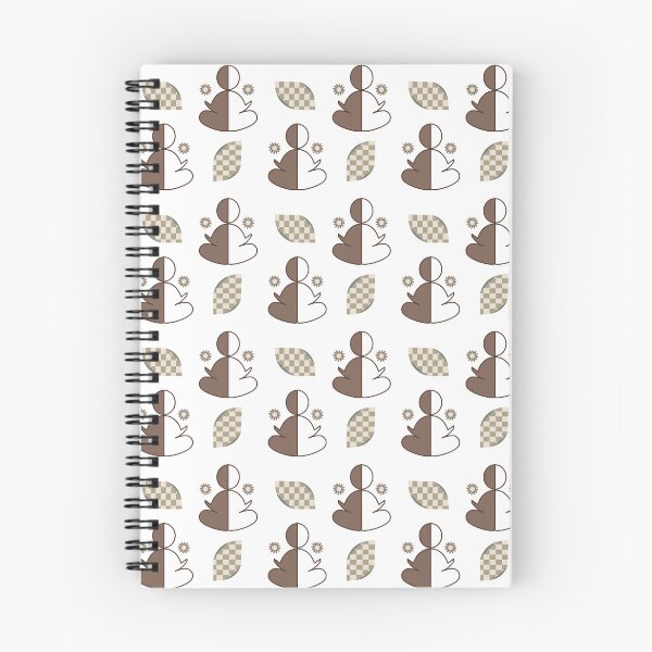 Item preview, Repeating geometric pattern of mind uncluttering  featuring abstract human-like figures seated, divided into two shades—brown and white. designed and sold by CreativebyTKK.