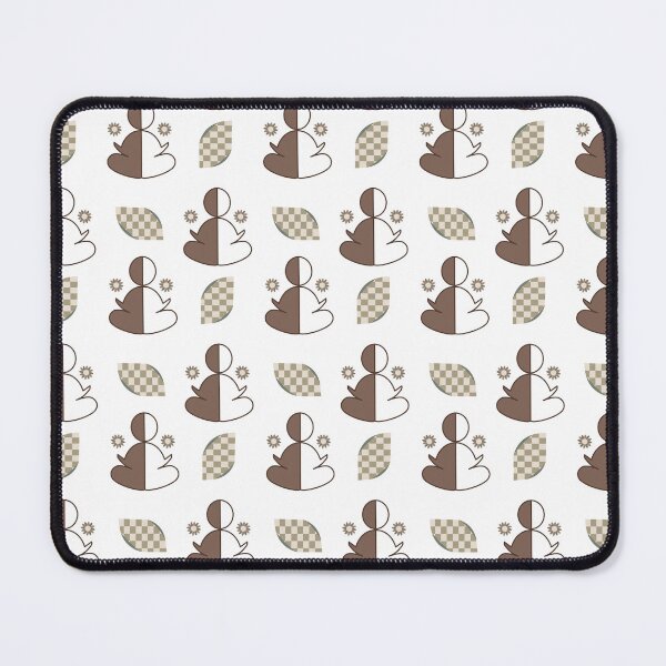 Item preview, Repeating geometric pattern of mind uncluttering  featuring abstract human-like figures seated, divided into two shades—brown and white. designed and sold by CreativebyTKK.