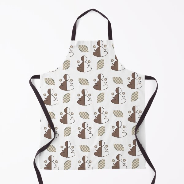 Item preview, Repeating geometric pattern of mind uncluttering featuring abstract human-like figures seated, divided into two shades—brown and white. designed and sold by CreativebyTKK.