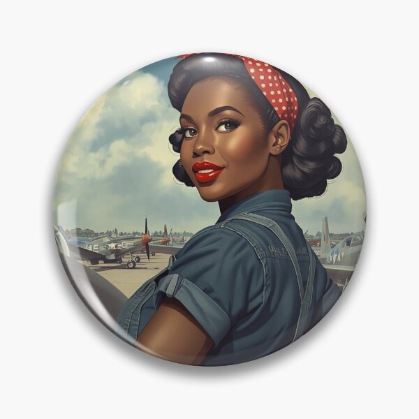 Item preview, Vintage WWII Style Pinup – Black Rosie the Riveter Inspired Nose Art designed and sold by MissSaylor.
