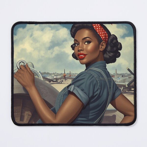 Item preview, Vintage WWII Style Pinup – Black Rosie the Riveter Inspired Nose Art designed and sold by MissSaylor.