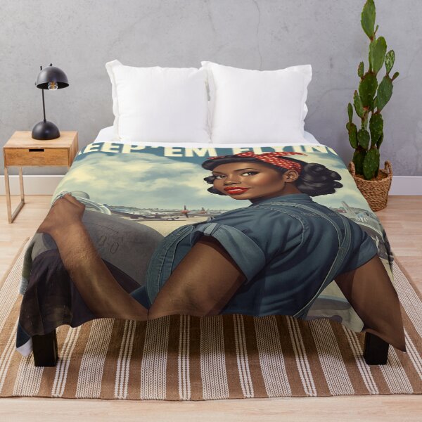 Item preview, Vintage WWII Style Pinup – Black Rosie the Riveter Inspired Nose Art designed and sold by MissSaylor.