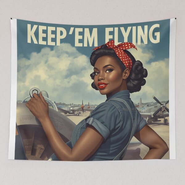 Item preview, Vintage WWII Style Pinup – Black Rosie the Riveter Inspired Nose Art designed and sold by MissSaylor.