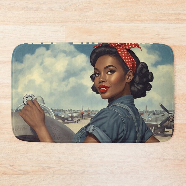 Item preview, Vintage WWII Style Pinup – Black Rosie the Riveter Inspired Nose Art designed and sold by MissSaylor.