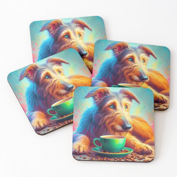 Item preview, Irish Wolfhound Drinking Coffee designed and sold by The Coffee Critters.