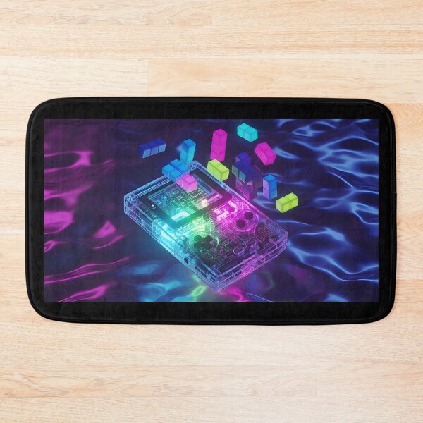 Item preview, Retro 90s Transparent Handheld Console - Neon Puzzle Blocks designed and sold by powersunlight.