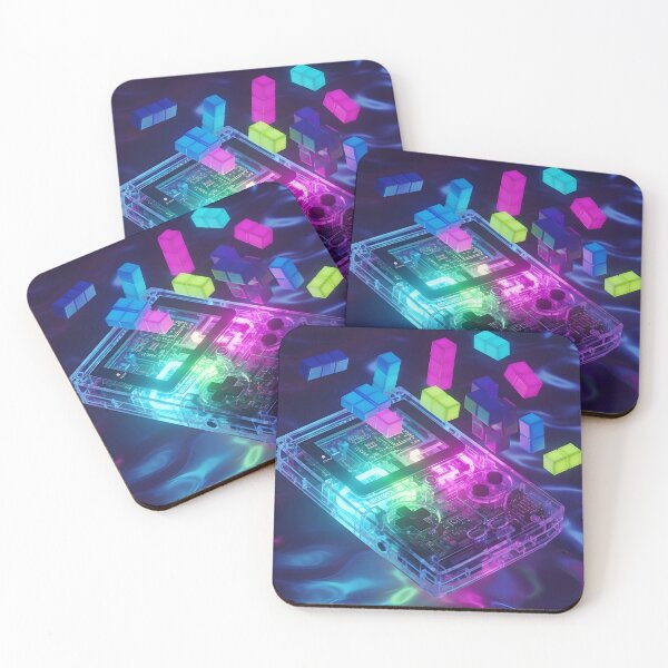 Item preview, Retro 90s Transparent Handheld Console - Neon Puzzle Blocks designed and sold by powersunlight.