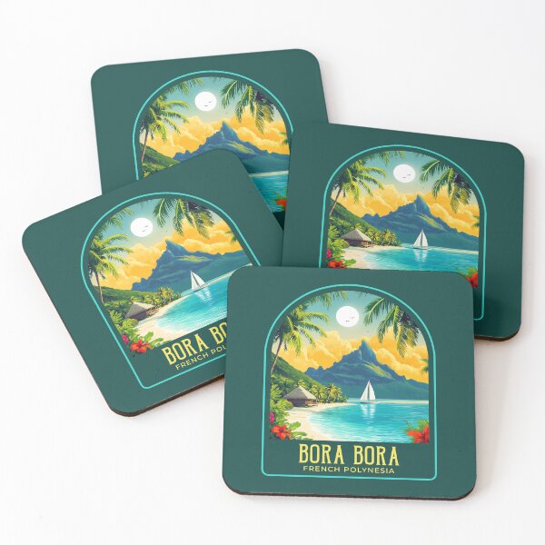 Item preview, Bora Bora Vintage Travel Illustration designed and sold by HomeLivingCo.