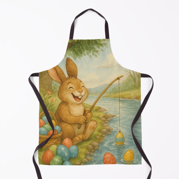 Item preview, Laughing Easter bunny fishes for colorful Easter eggs in the river designed and sold by Mauswohn.