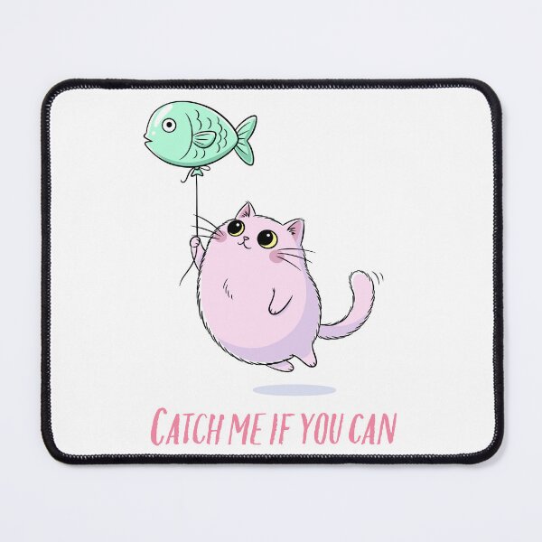 Item preview, Cute Pink Cat Flying with Fish Balloon Vector Illustration designed and sold by DiNata.