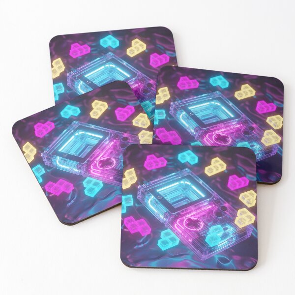Item preview, Retro 90s Transparent Handheld Console - Neon Puzzle Blocks designed and sold by powersunlight.