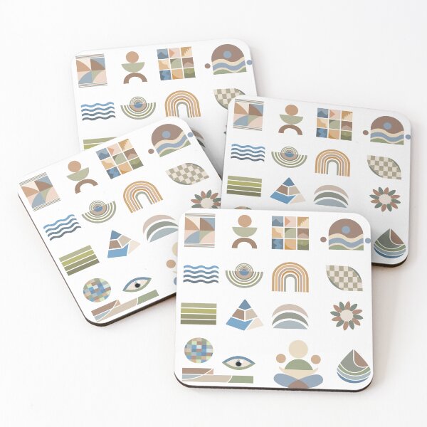 Item preview, Retro-style pattern featuring diverse geometric elements in earth tones. Comprises olive green and tan rectangles designed and sold by CreativebyTKK.
