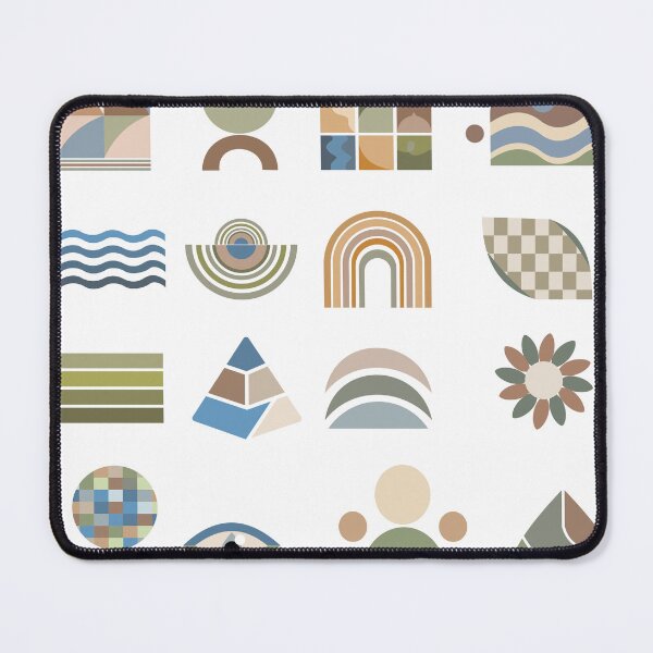 Item preview, Retro-style pattern featuring diverse geometric elements in earth tones. Comprises olive green and tan rectangles designed and sold by CreativebyTKK.