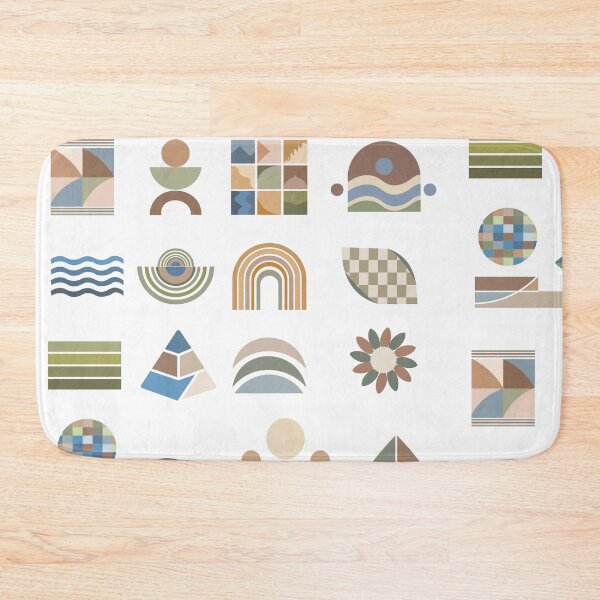 Item preview, Retro-style pattern featuring diverse geometric elements in earth tones. Comprises olive green and tan rectangles designed and sold by CreativebyTKK.