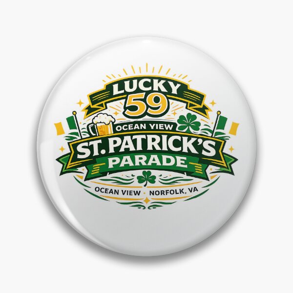 Item preview, Lucky 59 Ocean View St. Patrick’s Parade Badge Illustration Bold Irish Festival Aesthetic designed and sold by Thread-Riot.