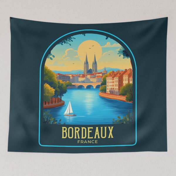 Item preview, Bordeaux Vintage Travel Illustration designed and sold by HomeLivingCo.