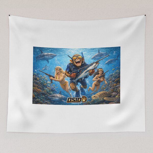 Item preview, OSID Monkey Spearfishing Mayhem – Underwater Shark Zone designed and sold by 131Mayhem.