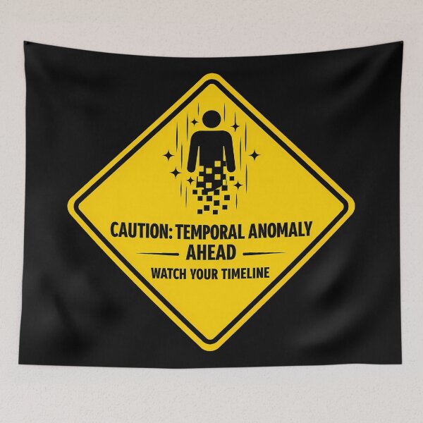 Item preview, Temporal Anomaly Warning Sign Sci-Fi Decor designed and sold by agearb.