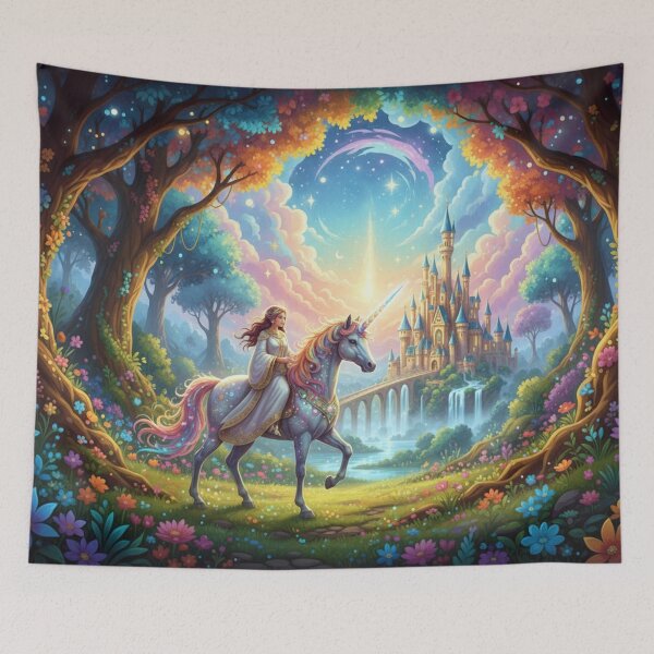 Item preview, Woman on a unicorn crosses a fairytale forest designed and sold by Sigtrix.