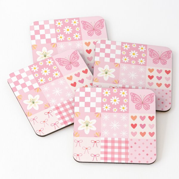Item preview, Pink Coquette Seamless Pattern, Y2K Girly Patchwork Quilt Digital Paper, Bow Gingham Heart Daisy Butterfly Cute Retro Wallpaper Tile designed and sold by FRH Design ⭐⭐⭐⭐⭐.