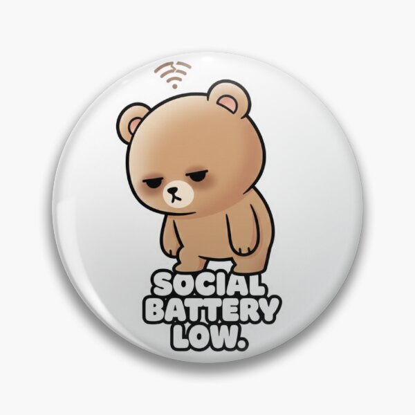 Item preview, Social Battery Low Cute Bear Sticker – Introvert Humor Meme Aesthetic designed and sold by PeachyPrintHub.