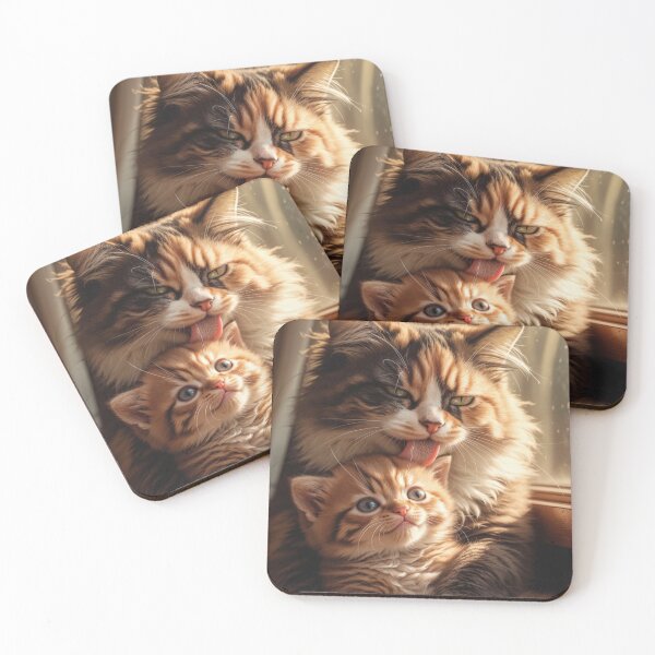 Item preview, Grumpy Orange Kitten and Calico Mother Cat Bath Time designed and sold by Jaani-T.