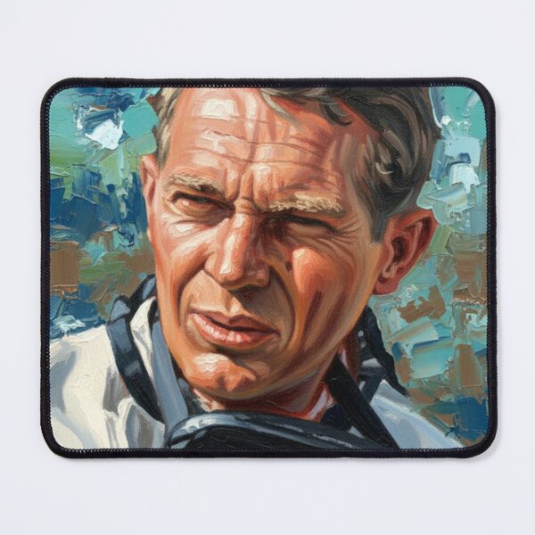 Item preview, The Professional: Steve McQueen Paddock Impasto Portrait designed and sold by Art's Diner.