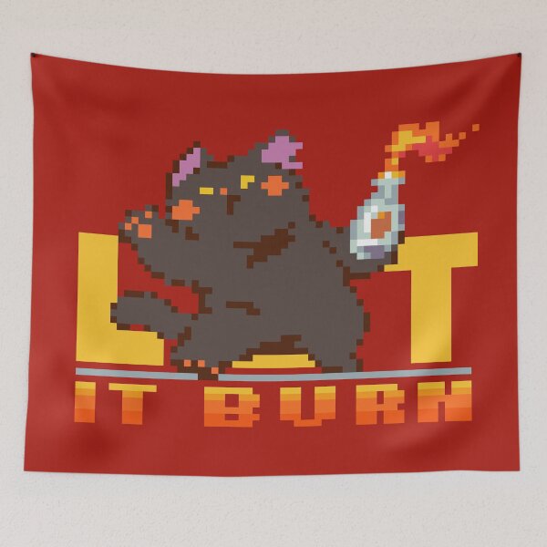 Item preview, Let It Burn - Chaotic Black Cat Pixel Art designed and sold by bitwoofstudio.