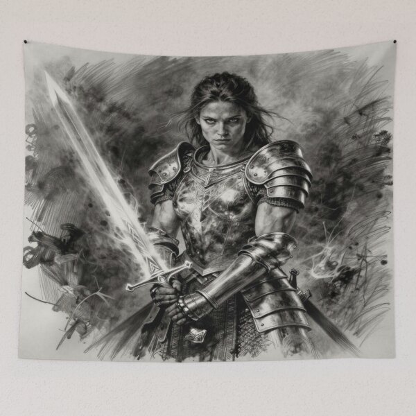Item preview, Epic Warrior in Ornate Armor with Glowing Sword Power designed and sold by FotoworldEdel.